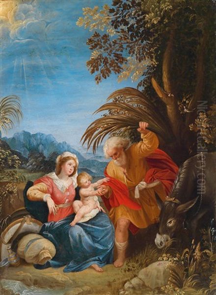 Riposo Nella Fuga In Egitto / Ruhe Auf Der Flucht Nach Agypten Oil Painting by Giuseppe Cesari