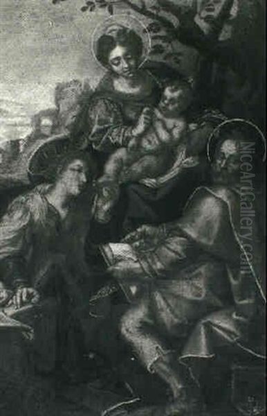 Virgin And Child With Two Saints Oil Painting by Giuseppe Cesari