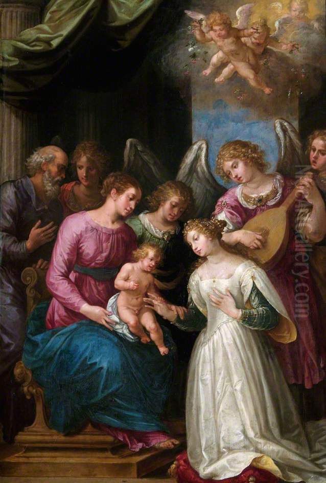 The Mystic Marriage Of Saint Catherine Oil Painting by Giuseppe Cesari