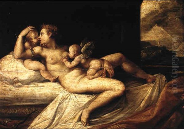 Venus Reclining Oil Painting by Giuseppe Cesari