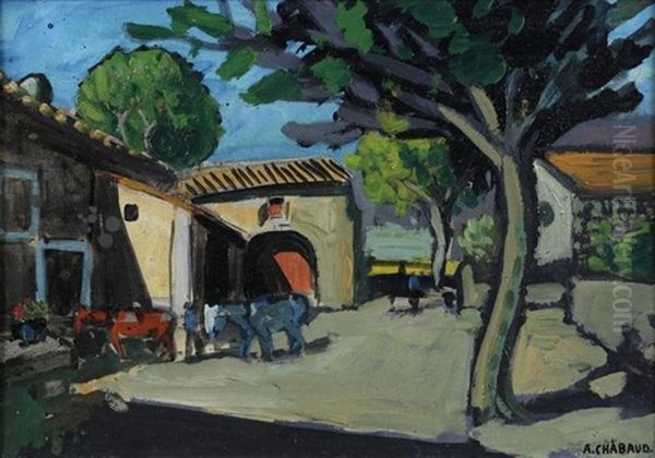 Cour De Ferme Oil Painting by Auguste Chabaud