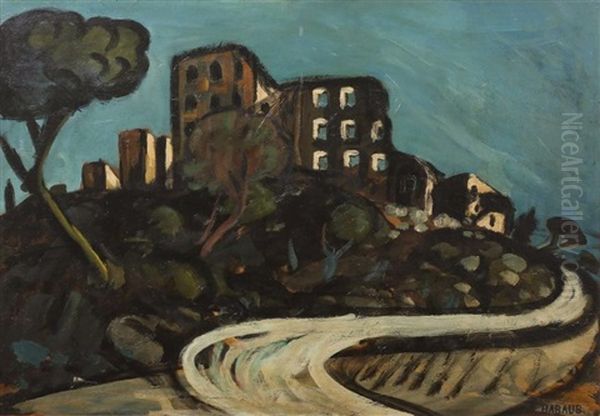 Route Et Village Oil Painting by Auguste Chabaud