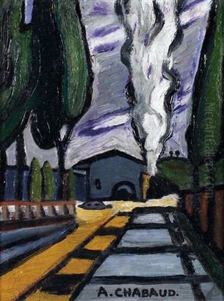 La Voie Ferree Oil Painting by Auguste Chabaud
