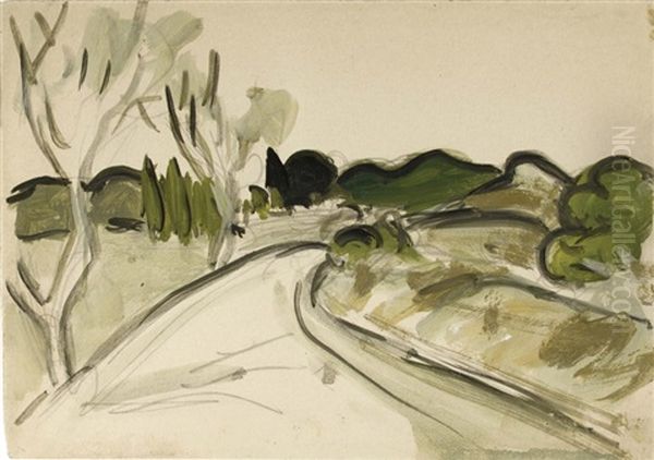 Route De Montagne, Circa 1912 Oil Painting by Auguste Chabaud