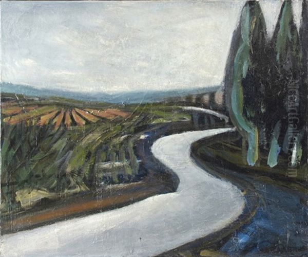 Cypres Pres De La Route, Circa 1910 Oil Painting by Auguste Chabaud