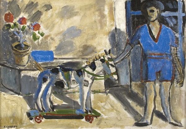 Enfant Au Cheval, Circa 1910 Oil Painting by Auguste Chabaud