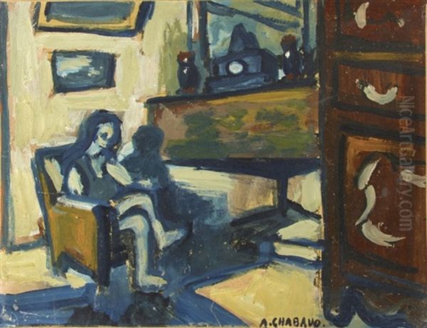 Interieur, Circa 1920 Oil Painting by Auguste Chabaud