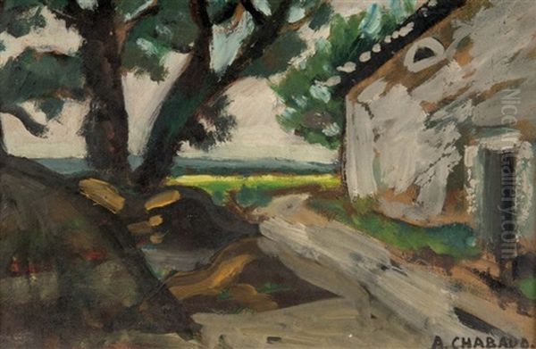 Arbres Et Maison Oil Painting by Auguste Chabaud