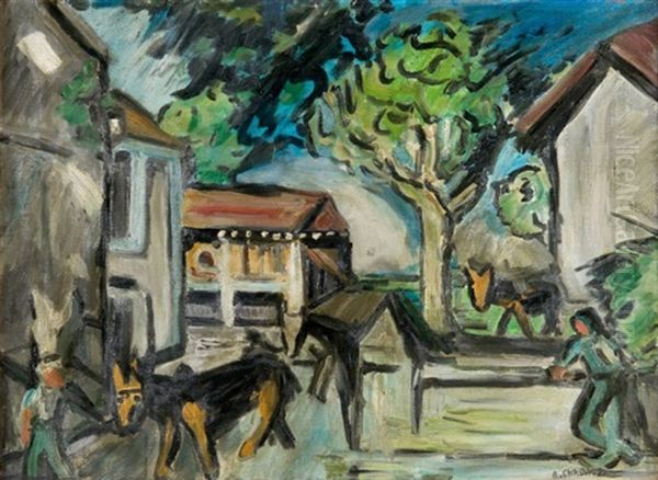 Scene Animee Oil Painting by Auguste Chabaud