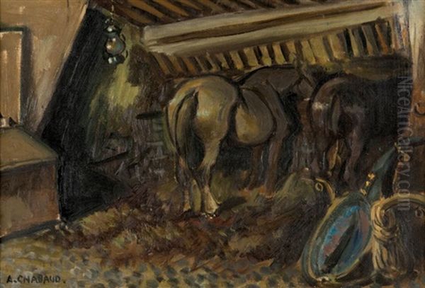 L'ecurie Oil Painting by Auguste Chabaud