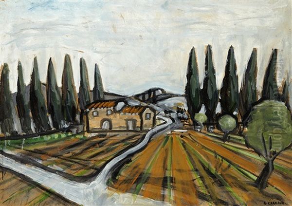 Mas Et Cypres Oil Painting by Auguste Chabaud