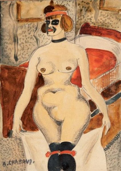 Scene De Maison Close Oil Painting by Auguste Chabaud