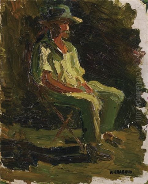 Homme Assis Dans Le Jardin Oil Painting by Auguste Chabaud