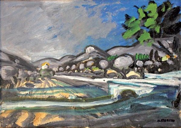 Paysage Au Petit Pont Oil Painting by Auguste Chabaud