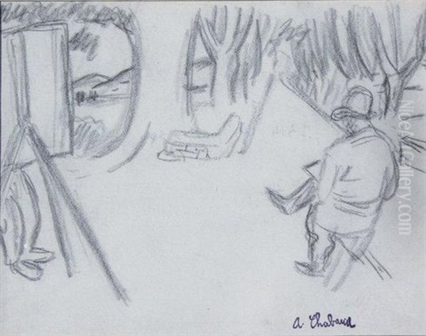 Les Peintres Dans L'allee Oil Painting by Auguste Chabaud