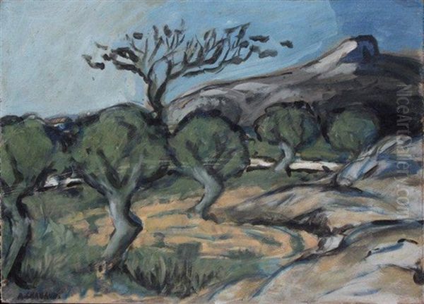 Les Oliviers Oil Painting by Auguste Chabaud