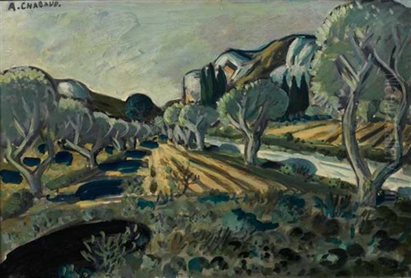 Oliviers Au Pied De Boeuf Oil Painting by Auguste Chabaud