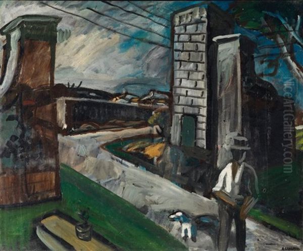 Personnage Au Portail Oil Painting by Auguste Chabaud