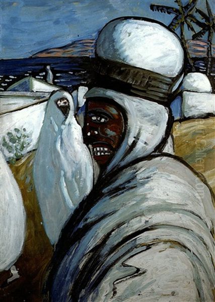 L'arabe Au Burnous Blanc Oil Painting by Auguste Chabaud