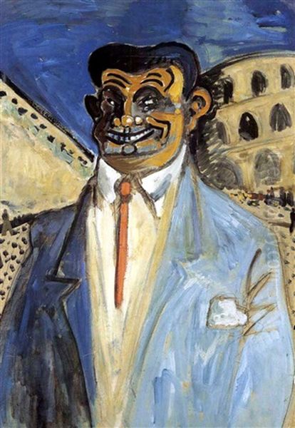 L'aficionado Devant L'arene Oil Painting by Auguste Chabaud