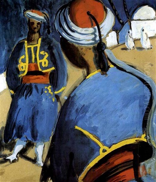 Les Deux Spahis, Les Tirailleurs Oil Painting by Auguste Chabaud