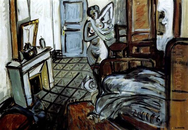 Femme Nue Dans Un Interieur Oil Painting by Auguste Chabaud