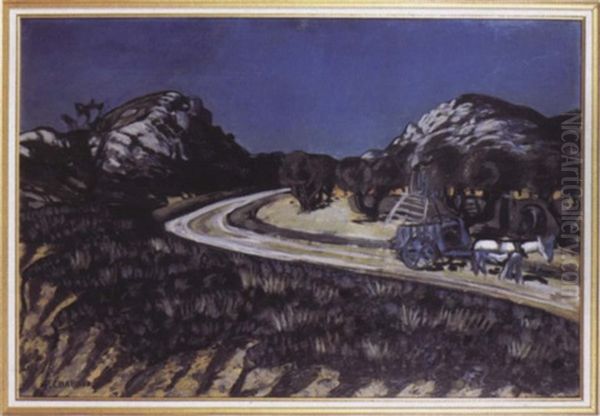 Paysage Du Luberon Oil Painting by Auguste Chabaud