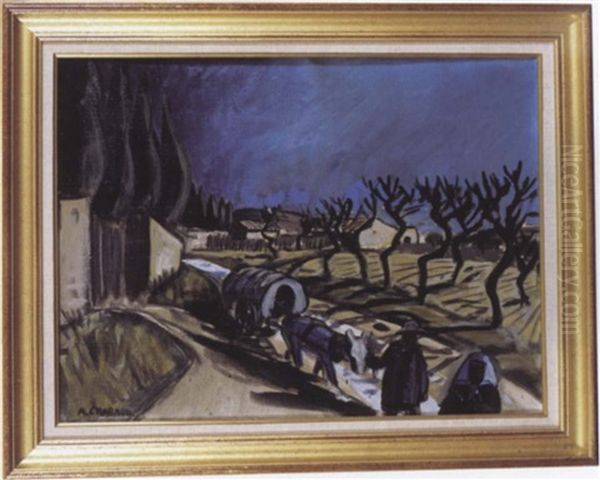 Carriole Sur Un Chemin Oil Painting by Auguste Chabaud