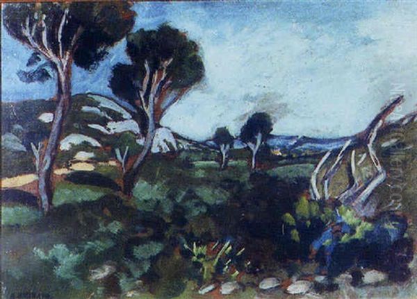 Pins Dans Le Vallon De Fridget Oil Painting by Auguste Chabaud