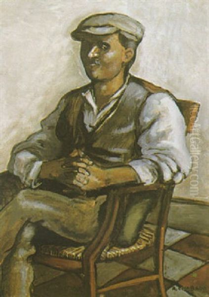 Jeune Paysan Aux Mains Croisees Oil Painting by Auguste Chabaud