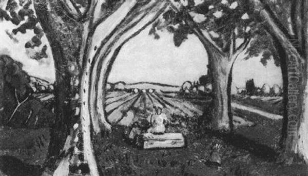 Repos Sous Les Ombrages En Lisiere D'un Champ Oil Painting by Auguste Chabaud