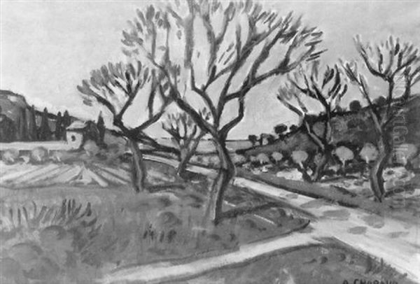 Chemin Provencal Au Bord De La Mer Oil Painting by Auguste Chabaud