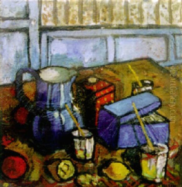 Nature Morte Au Pot Bleu Oil Painting by Auguste Chabaud