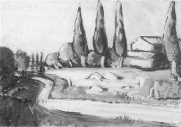 Les Mas Aux Cygnes Oil Painting by Auguste Chabaud