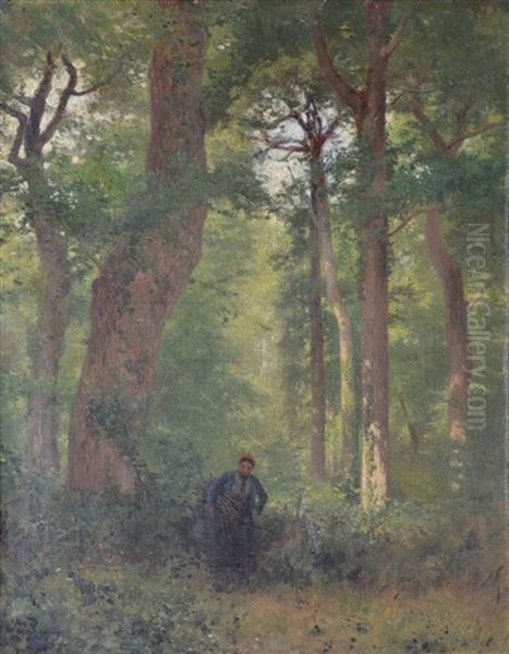 Fagoteuse En Foret Oil Painting by Jean-Ferdinand Chaigneau