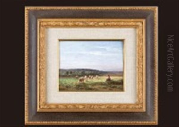 Bergere Et Ses Moutons Oil Painting by Jean-Ferdinand Chaigneau