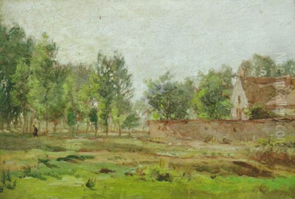 Sommarlandskap Med Byggnad Oil Painting by Jean-Ferdinand Chaigneau