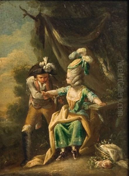 Le Rendez-vous Oil Painting by Charles Michel-Ange Challes