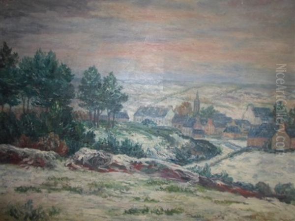 Paysage De Neige Oil Painting by Ernest Ponthier De Chamaillard