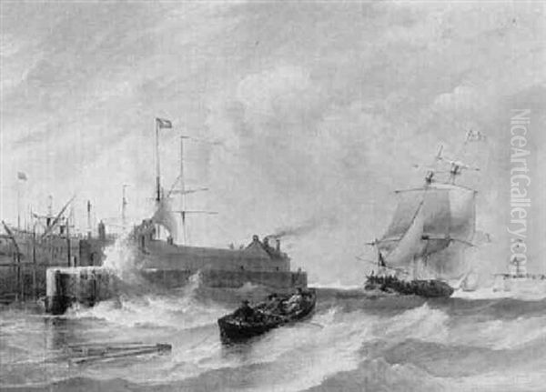 Brig Entering Harwick Harbour? Oil Painting by Sir George Chambers