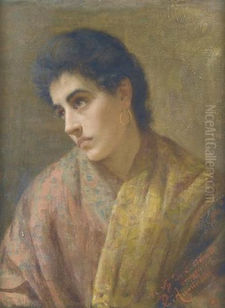 Junge Dame Mit Schal. Oil Painting by Pietro Anastasio