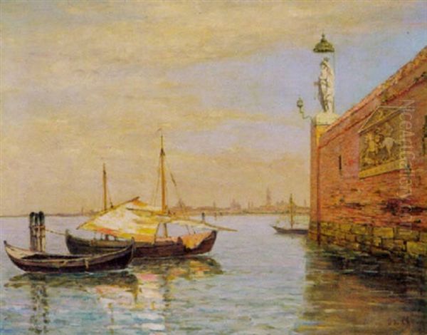 Segelboote In Der Lagune Von Venedig Oil Painting by Octave De Champeaux De La Boulaye