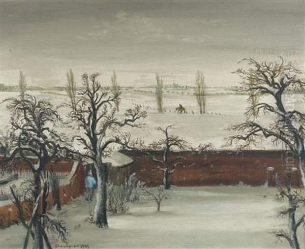Winter Landscape Oil Painting by Theodore Champion
