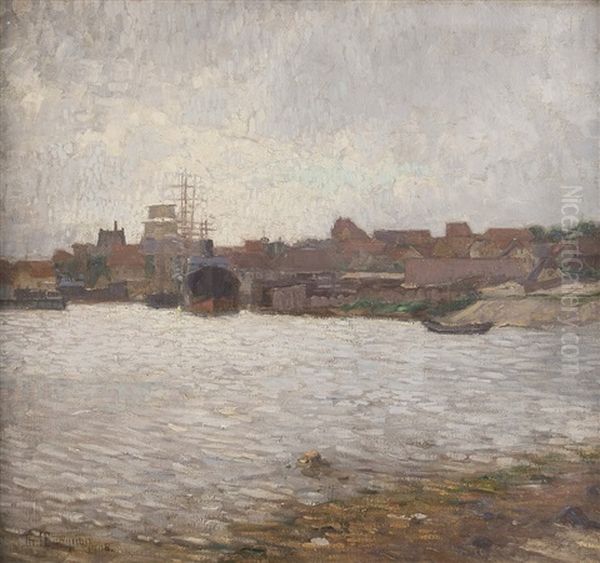 View Of The Harbor Oil Painting by Theodore Champion