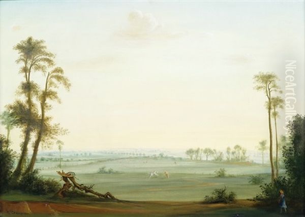 Weite Sommerlandschaft Mit Pferdekoppel Oil Painting by Theodore Champion