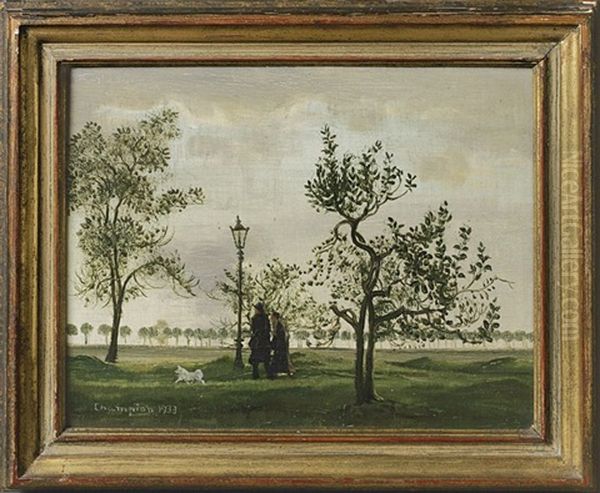 Spazierganger Mit Hund Oil Painting by Theodore Champion