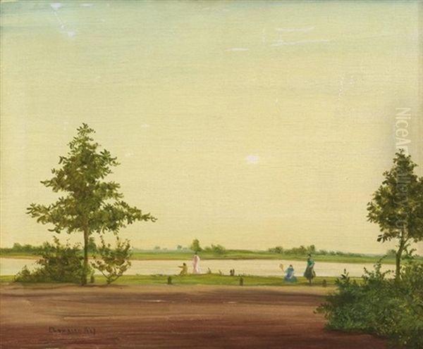 Flusslandschaft Mit Spielenden Kindern Oil Painting by Theodore Champion