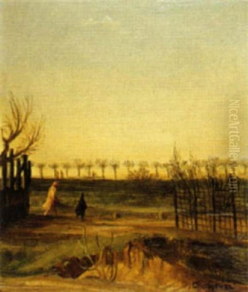 Landschaft Mit Spaziergangern Oil Painting by Theodore Champion