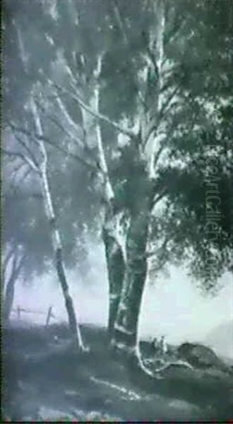 A Rest Under The Birches Oil Painting by Benjamin Champney