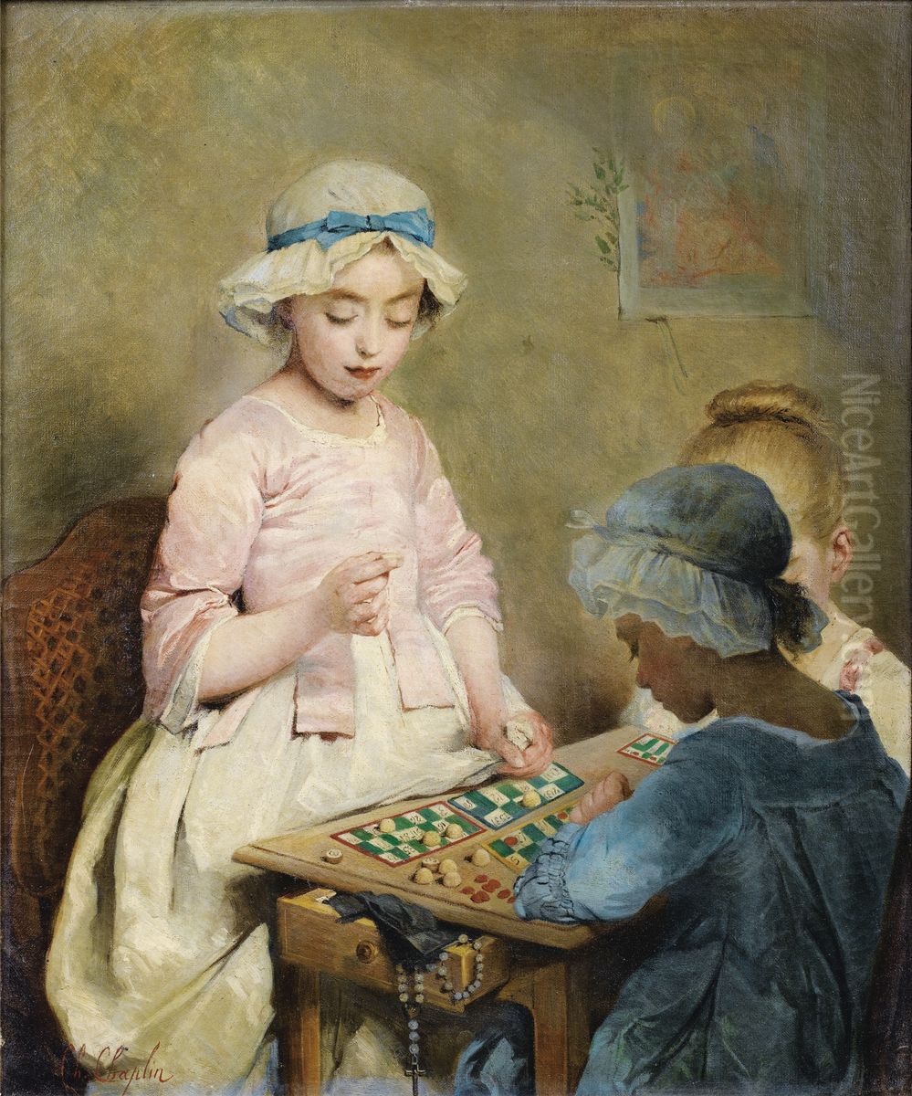 The Game Of Lotto Oil Painting by Charles Joshua Chaplin